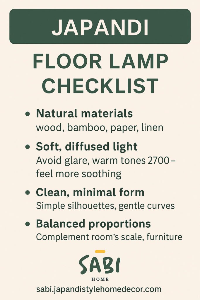 japandi floor lamp check list