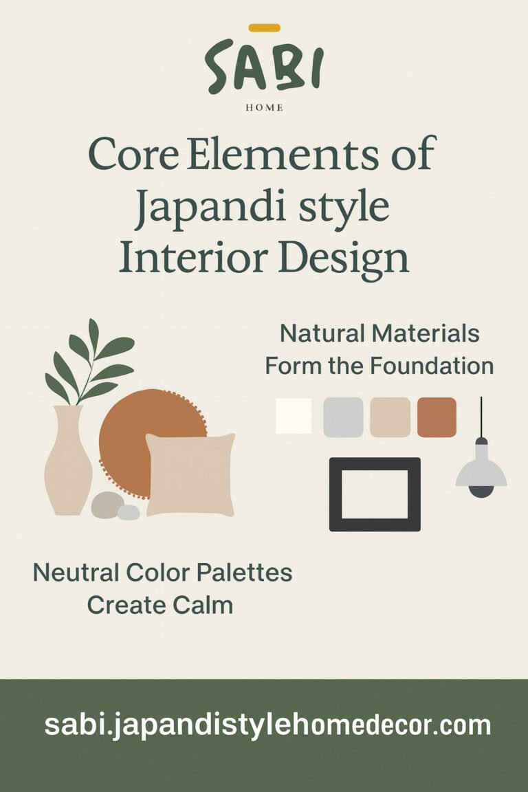 infographic outlining the core principles of japandi design