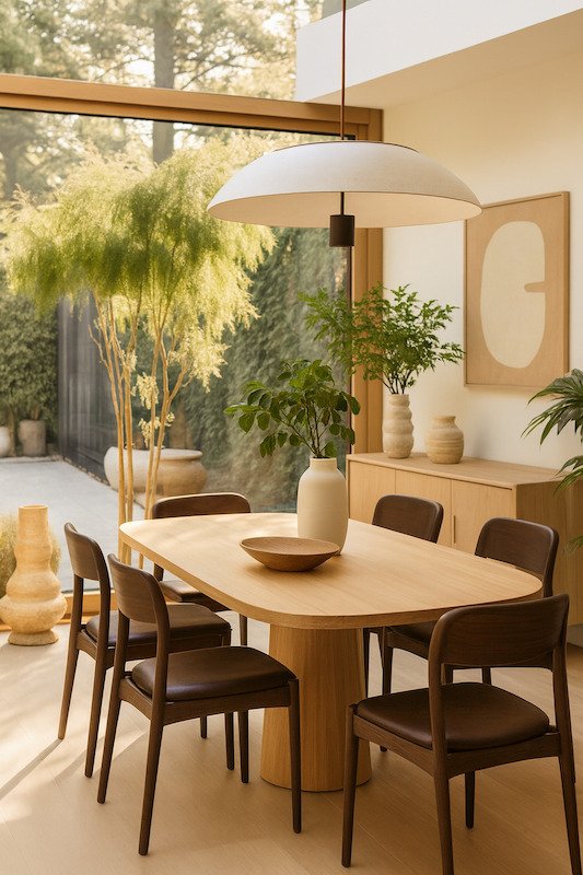 japandi dining table set on alfresco dining room