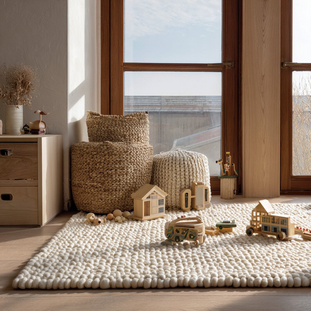 japandi rug in children's room