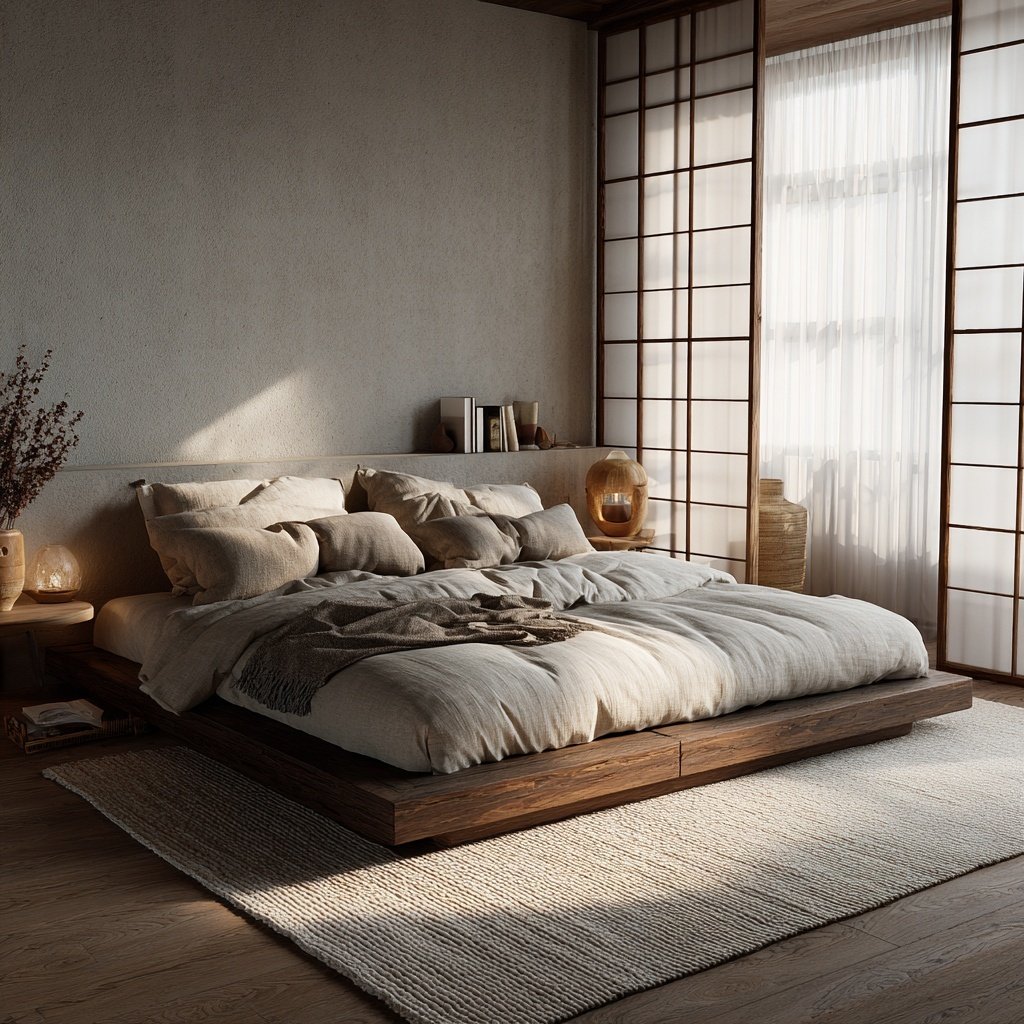 beigne japandi rug in bedroom