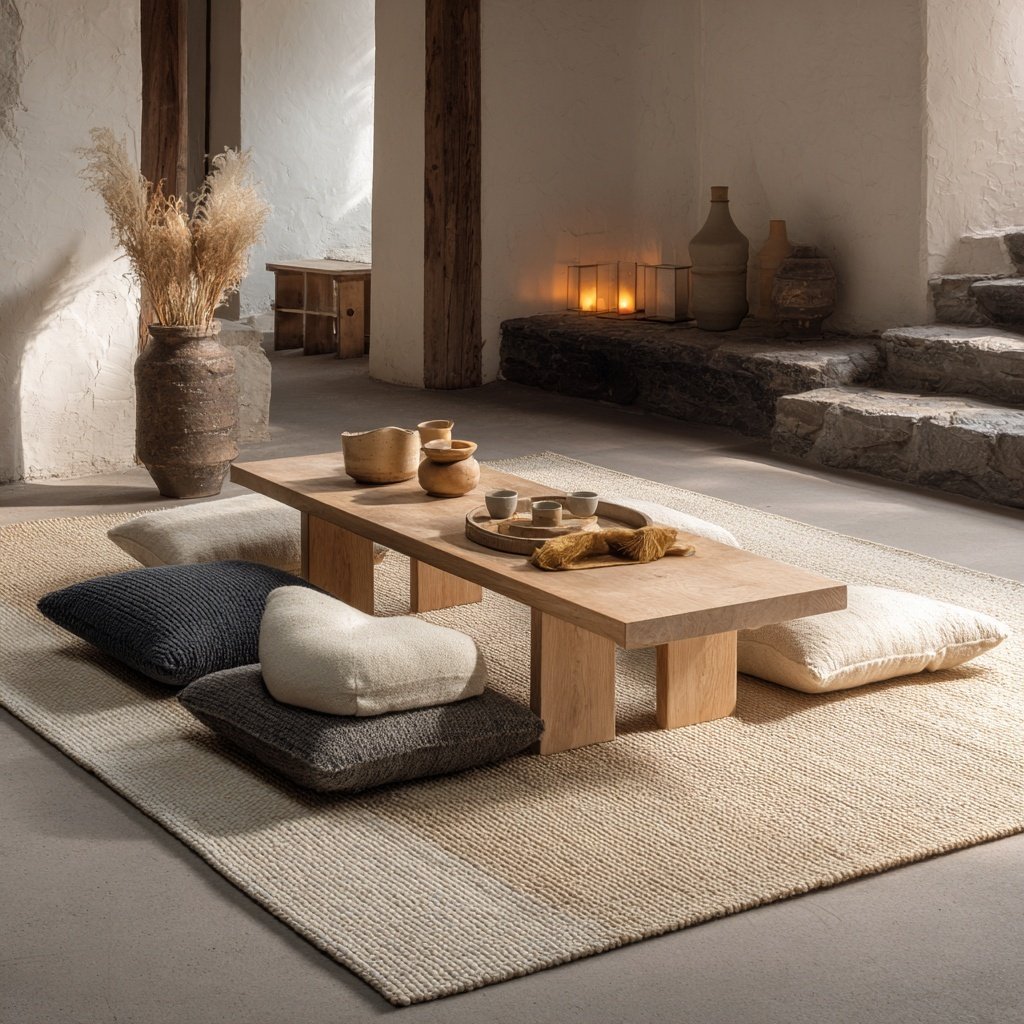 japandi rug in living room