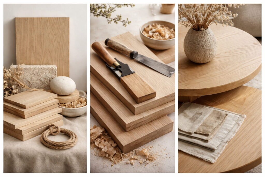 stone wood and jute materials