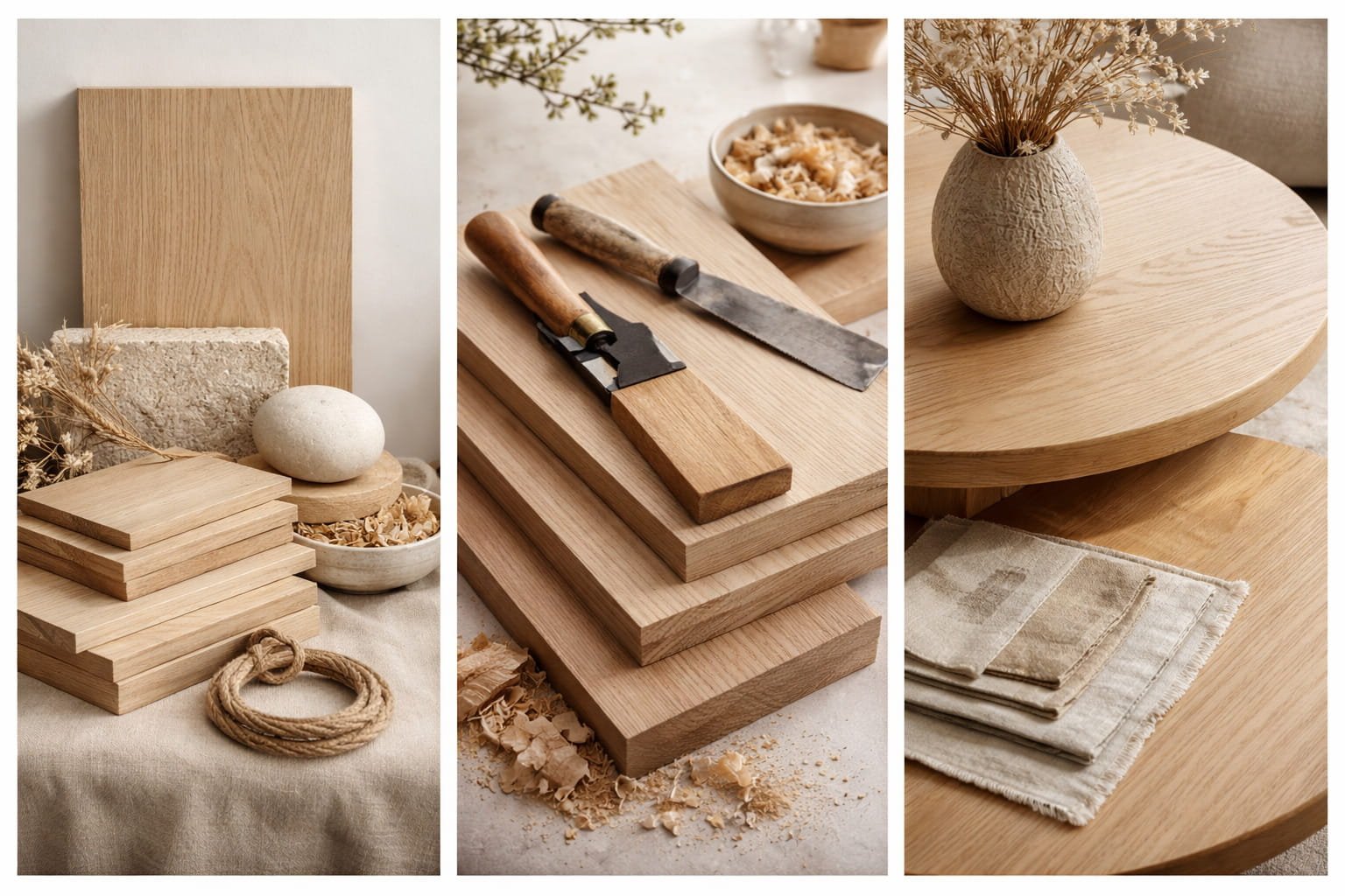 stone wood and jute materials