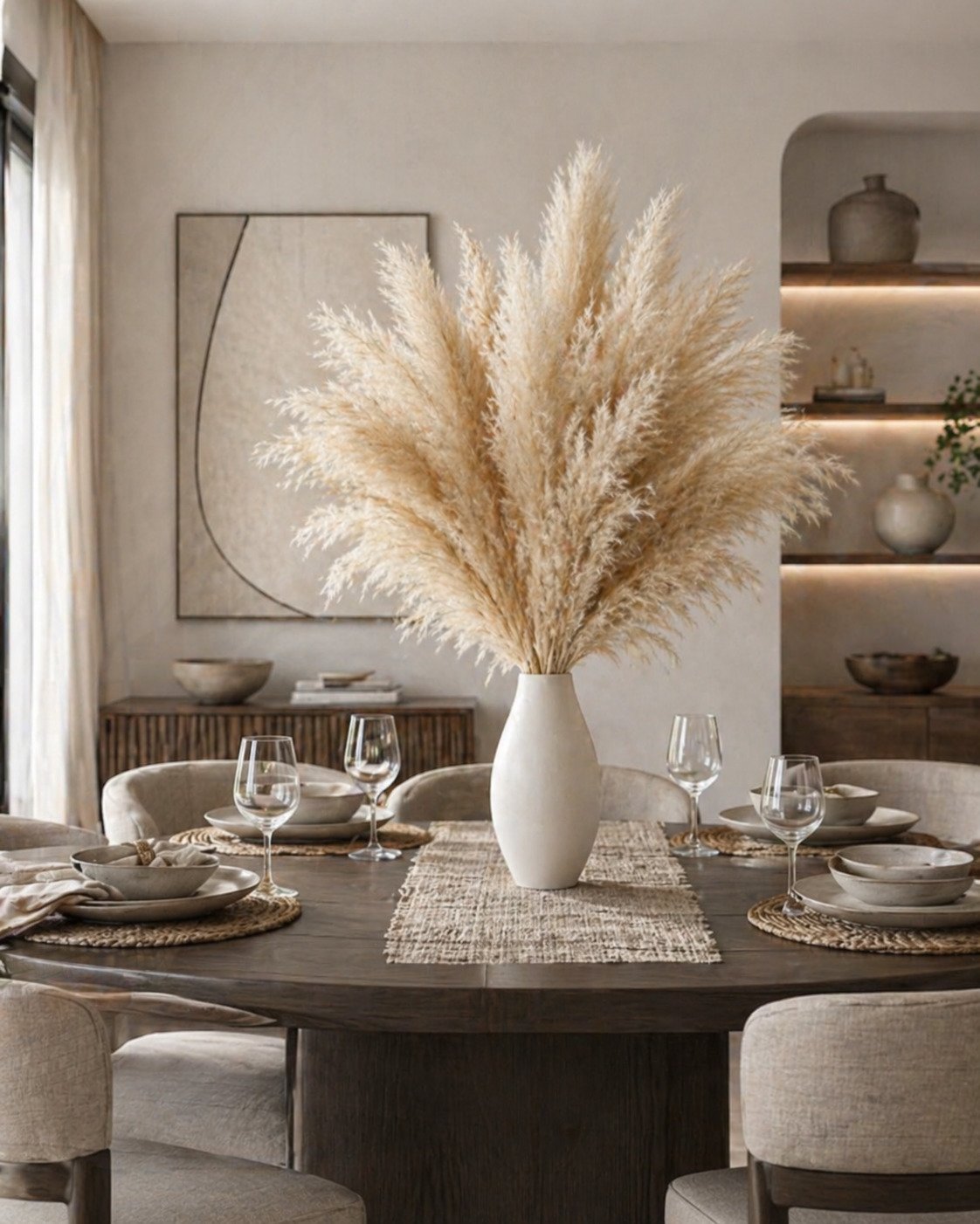 Dried Pampas Grass Stems Natural Beige