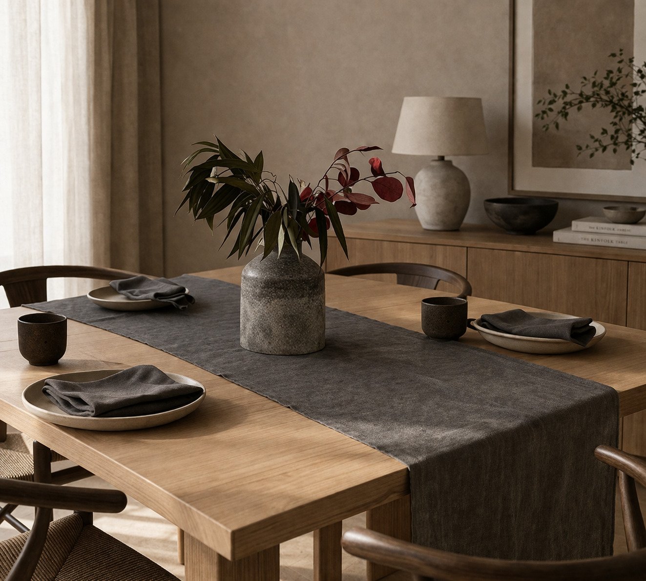 Stonewashed Linen Table Runner Parachute Home
